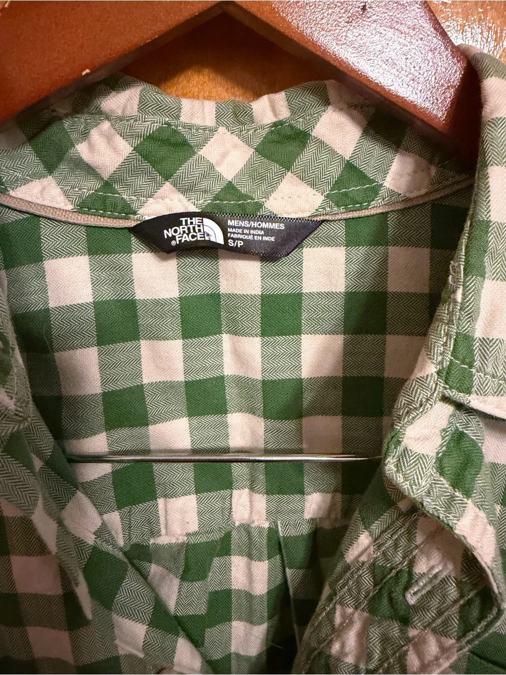 The North Face Green and White Check Button-Down Shirt